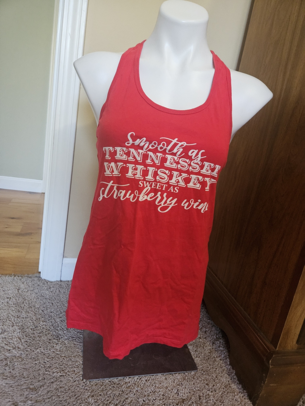Bella Canvas Red Graphic Racerback Tank with White Script